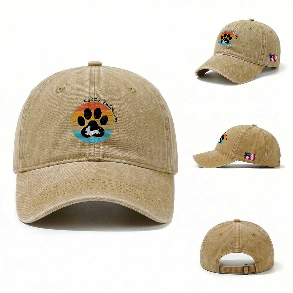 Dachshund Dog Mom Washed Cotton Baseball Cap Proud Mom Of A Little Wiener TS12 Washed Cap Universal Fit Khaki Print Your Wear