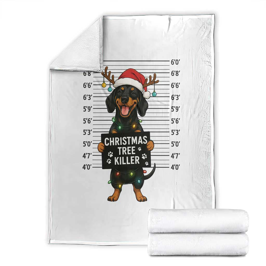 Christmas Dachshund Throw Blanket Funny Christmas Tree Killer TS12 White Print Your Wear