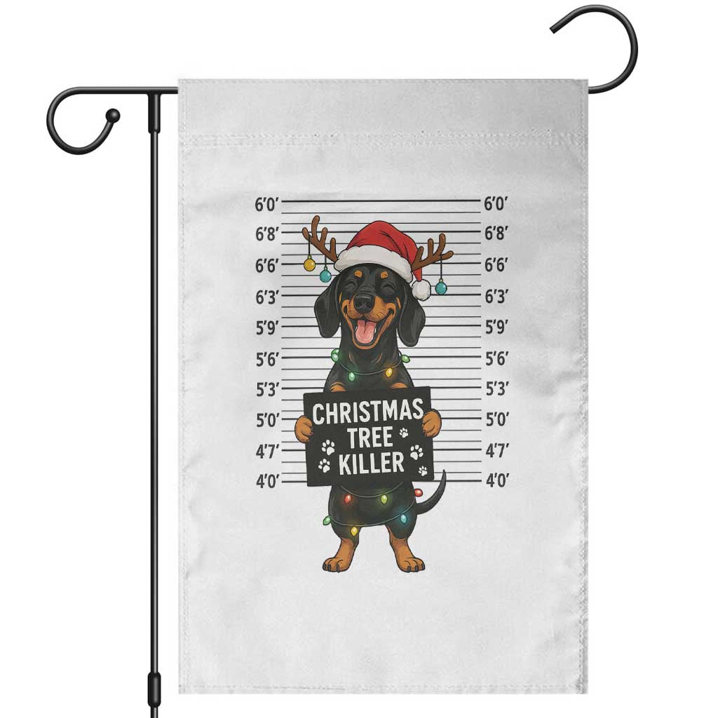 Christmas Dachshund Garden Flag Funny Christmas Tree Killer TS12 White Print Your Wear