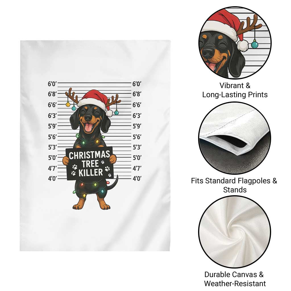 Christmas Dachshund Garden Flag Funny Christmas Tree Killer TS12 Print Your Wear