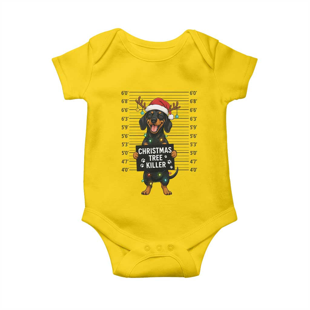 Christmas Dachshund Baby Onesie Funny Christmas Tree Killer TS12 Daisy Print Your Wear