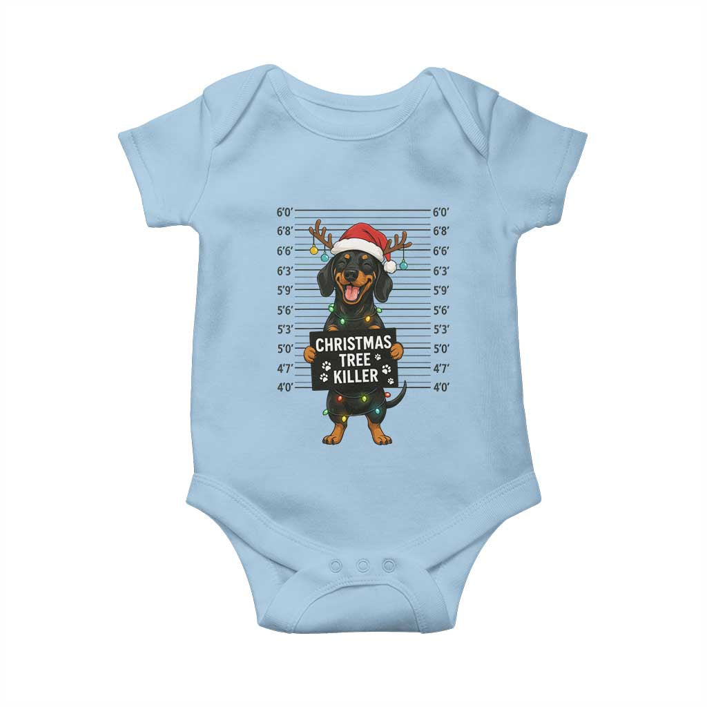 Christmas Dachshund Baby Onesie Funny Christmas Tree Killer TS12 Light Blue Print Your Wear