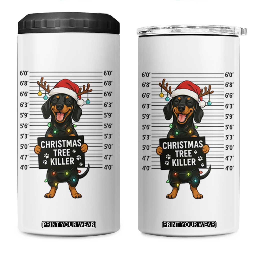 Christmas Dachshund 4 in 1 Can Cooler Tumbler Funny Christmas Tree Killer TS12 One Size: 16 oz White Print Your Wear
