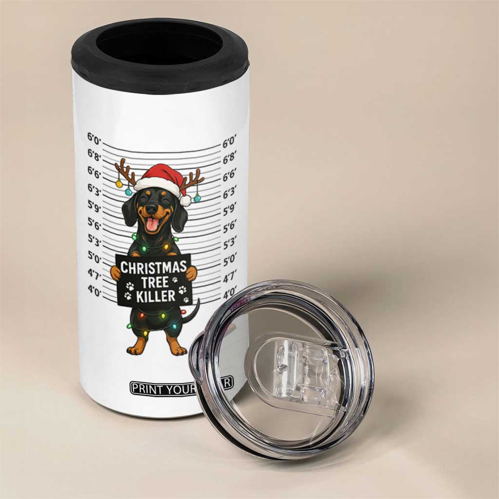 Christmas Dachshund 4 in 1 Can Cooler Tumbler Funny Christmas Tree Killer TS12 Print Your Wear