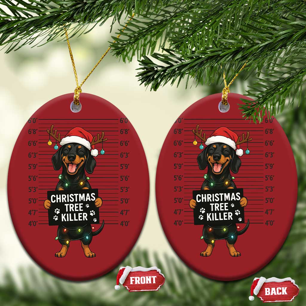 Xmas Dachshund Christmas Ornament Funny Xmas Tree Killer TS12 Oval Red Print Your Wear