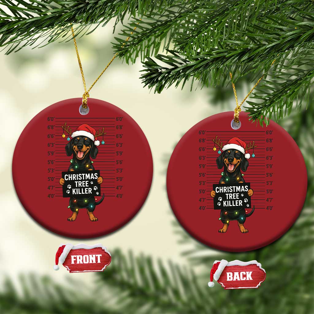 Xmas Dachshund Christmas Ornament Funny Xmas Tree Killer TS12 Circle Red Print Your Wear
