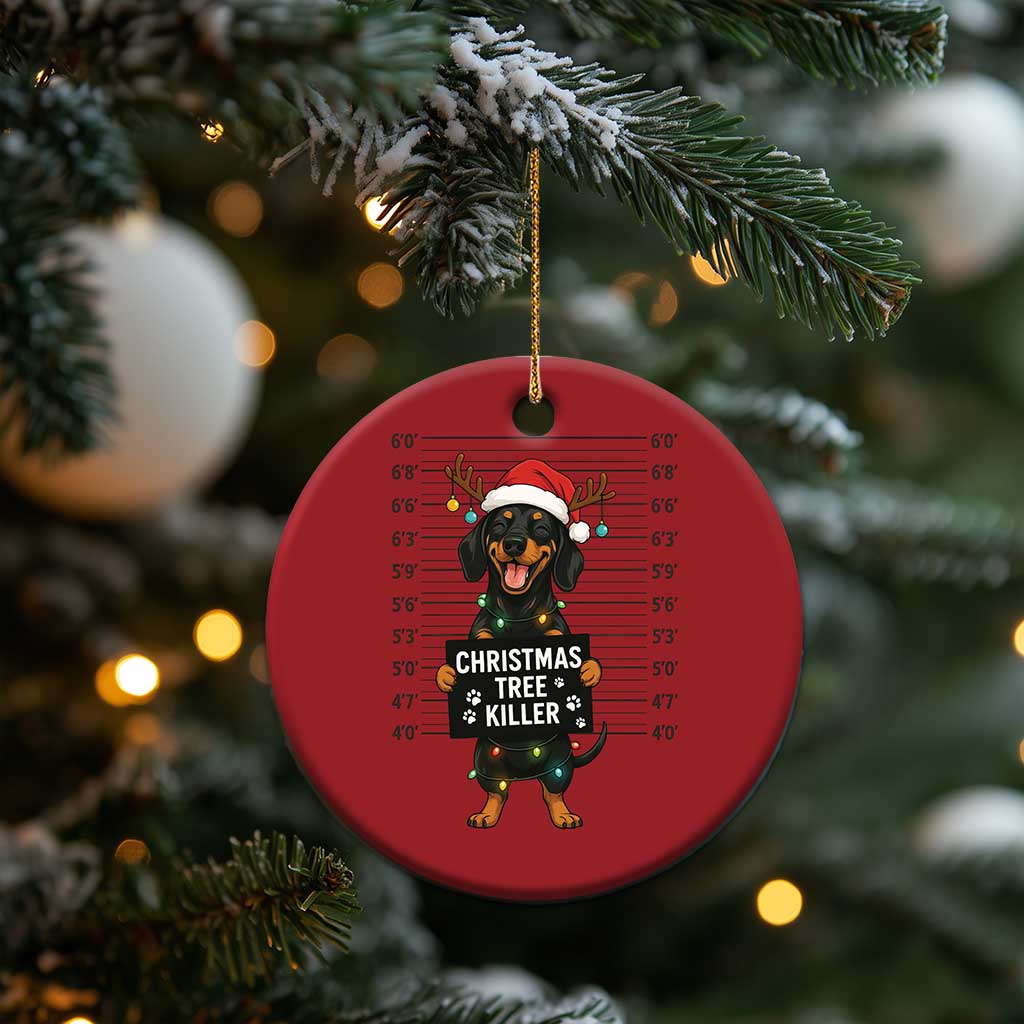 Xmas Dachshund Christmas Ornament Funny Xmas Tree Killer - Print Your Wear