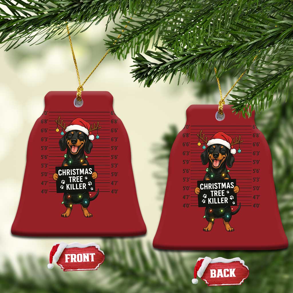Xmas Dachshund Christmas Ornament Funny Xmas Tree Killer TS12 Bell Flake Red Print Your Wear