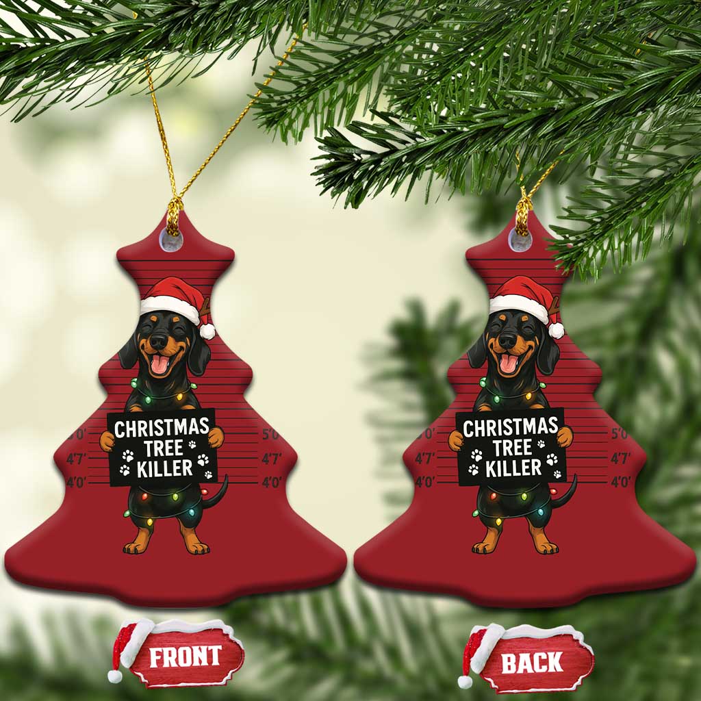 Xmas Dachshund Christmas Ornament Funny Xmas Tree Killer TS12 Christmas Tree Red Print Your Wear