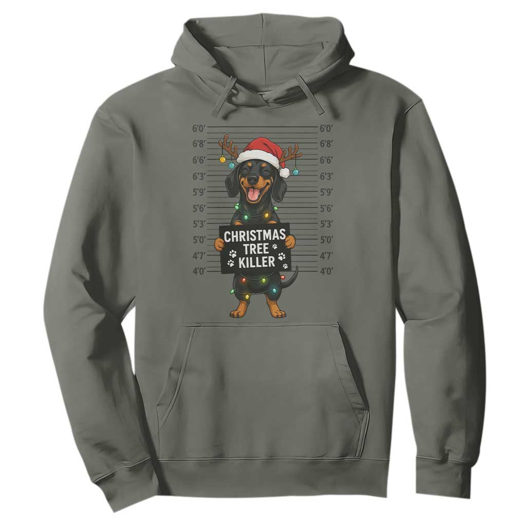 Christmas Dachshund Hoodie Funny Christmas Tree Killer TS12 Military Green Print Your Wear