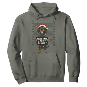 Christmas Dachshund Hoodie Funny Christmas Tree Killer TS12 Military Green Print Your Wear