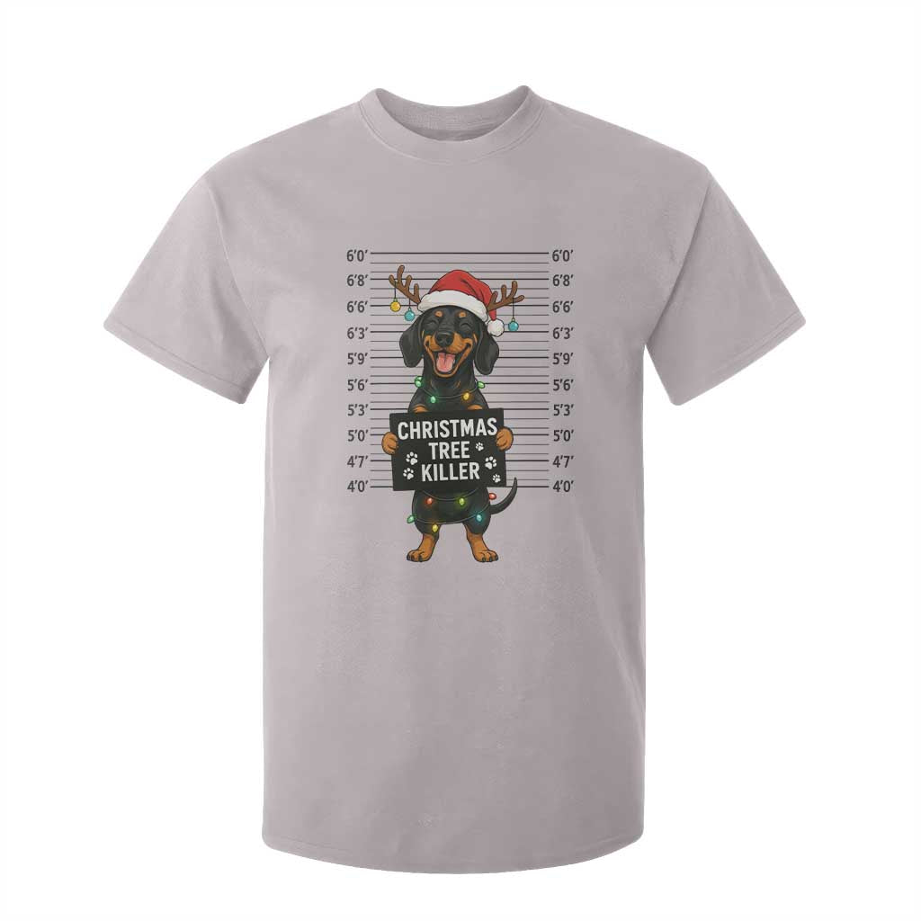 Christmas Dachshund T Shirt For Kid Funny Christmas Tree Killer TS12 Ice Gray Print Your Wear