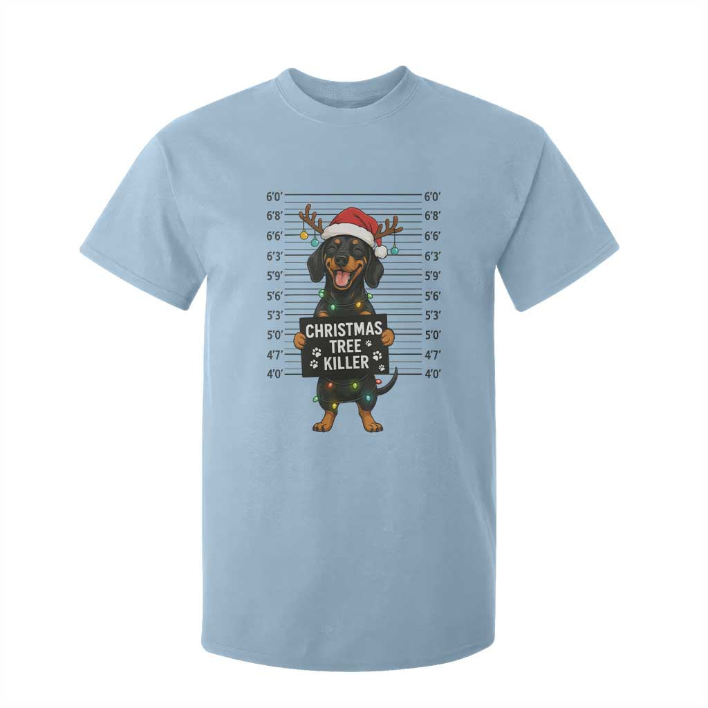 Christmas Dachshund T Shirt For Kid Funny Christmas Tree Killer TS12 Light Blue Print Your Wear