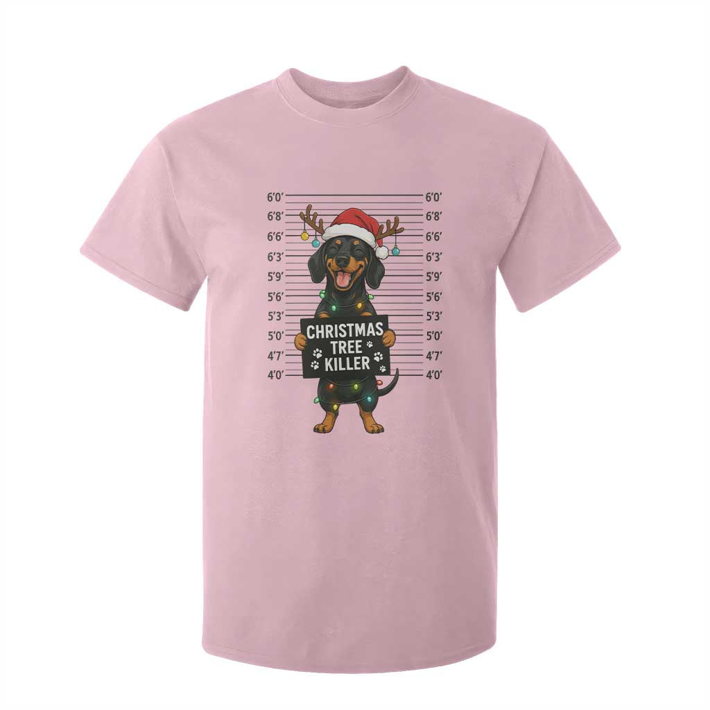 Christmas Dachshund T Shirt For Kid Funny Christmas Tree Killer TS12 Light Pink Print Your Wear
