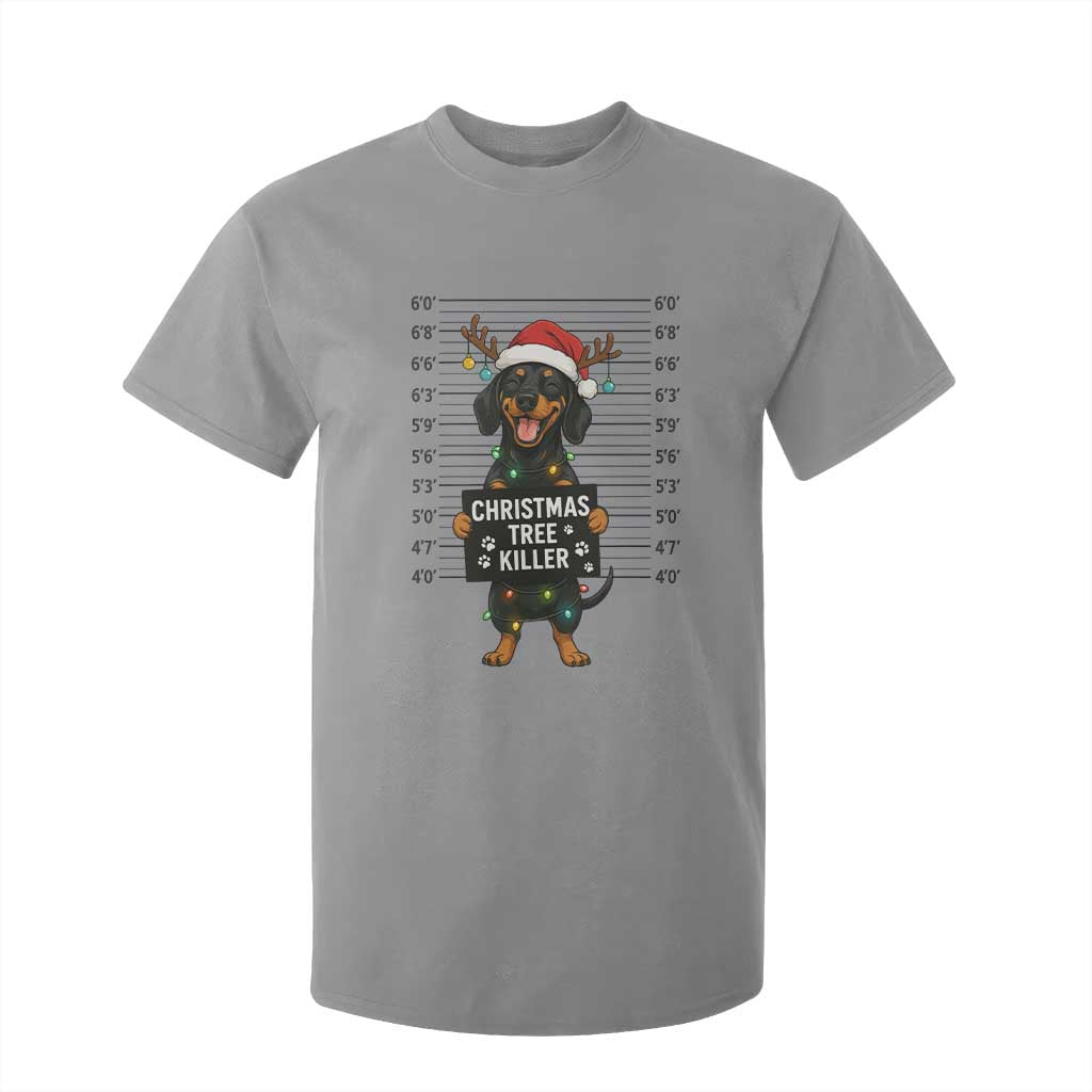 Christmas Dachshund T Shirt For Kid Funny Christmas Tree Killer TS12 Sport Gray Print Your Wear