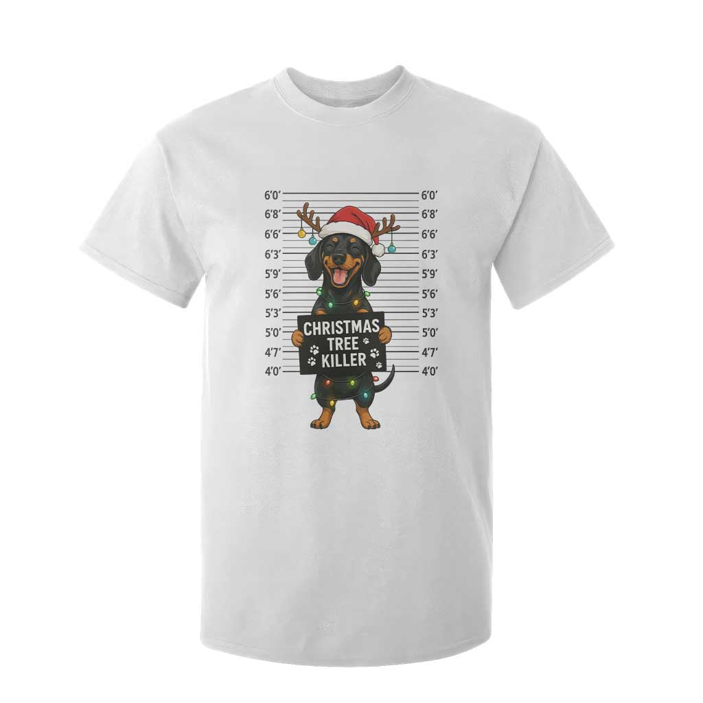 Christmas Dachshund T Shirt For Kid Funny Christmas Tree Killer - Print Your Wear