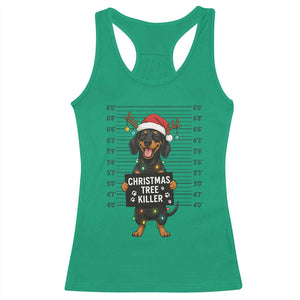 Christmas Dachshund Racerback Tank Top Funny Christmas Tree Killer TS12 Irish Green Print Your Wear