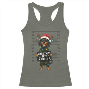 Christmas Dachshund Racerback Tank Top Funny Christmas Tree Killer TS12 Military Green Print Your Wear
