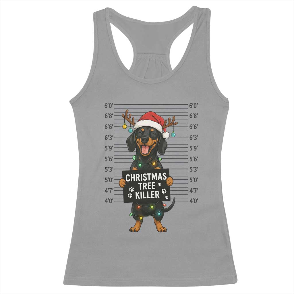 Christmas Dachshund Racerback Tank Top Funny Christmas Tree Killer TS12 Sport Gray Print Your Wear