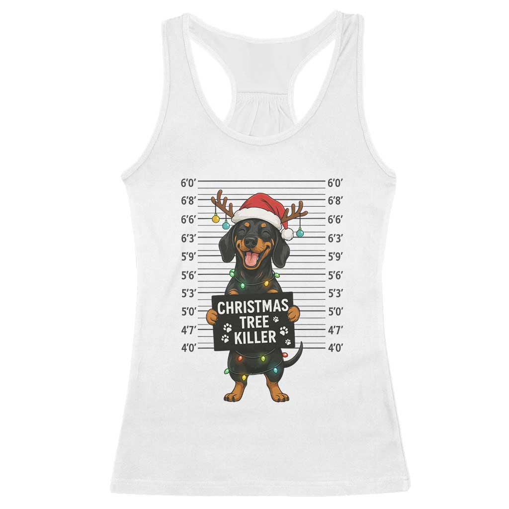 Christmas Dachshund Racerback Tank Top Funny Christmas Tree Killer TS12 White Print Your Wear