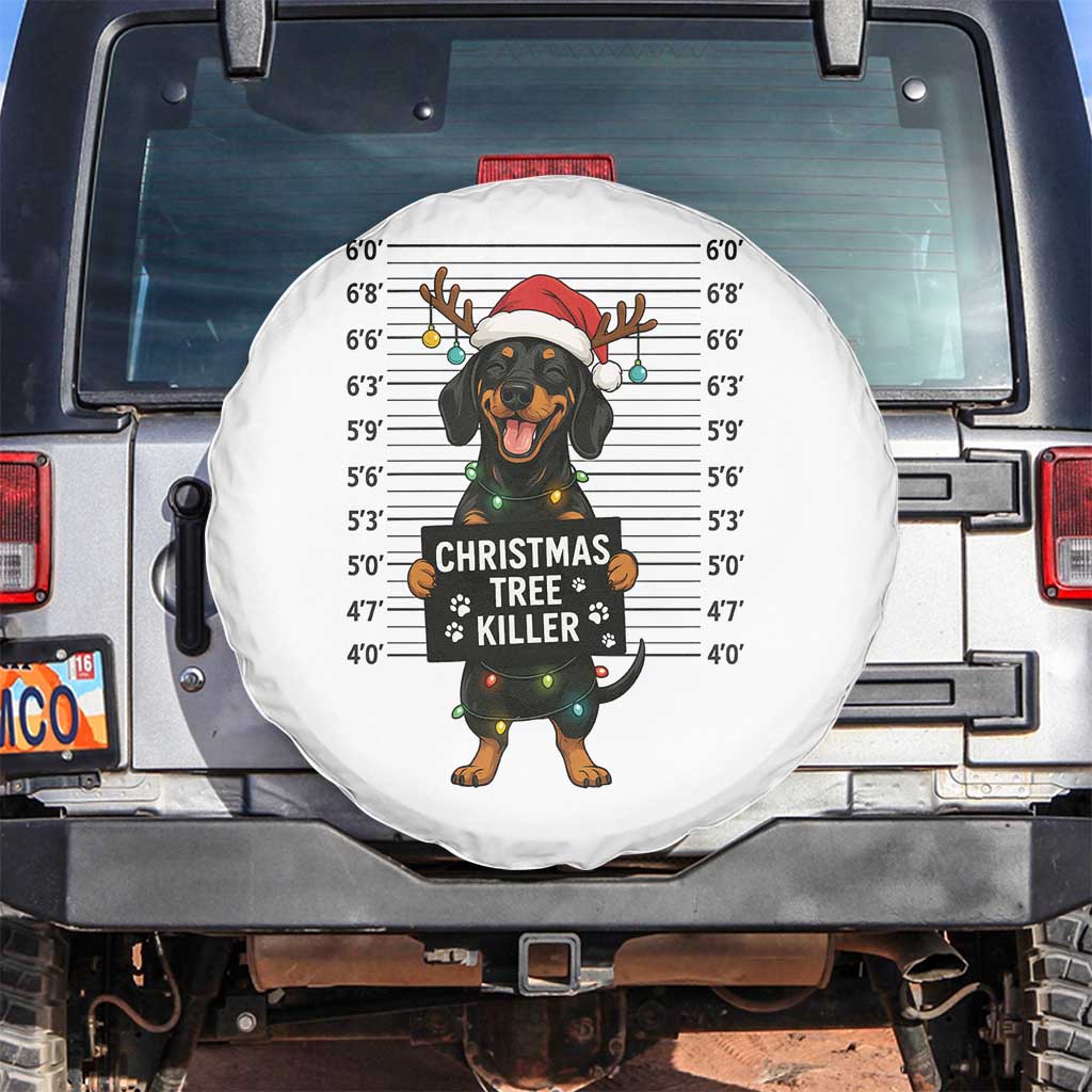Christmas Dachshund Spare Tire Cover Funny Christmas Tree Killer TS12 No hole White Print Your Wear