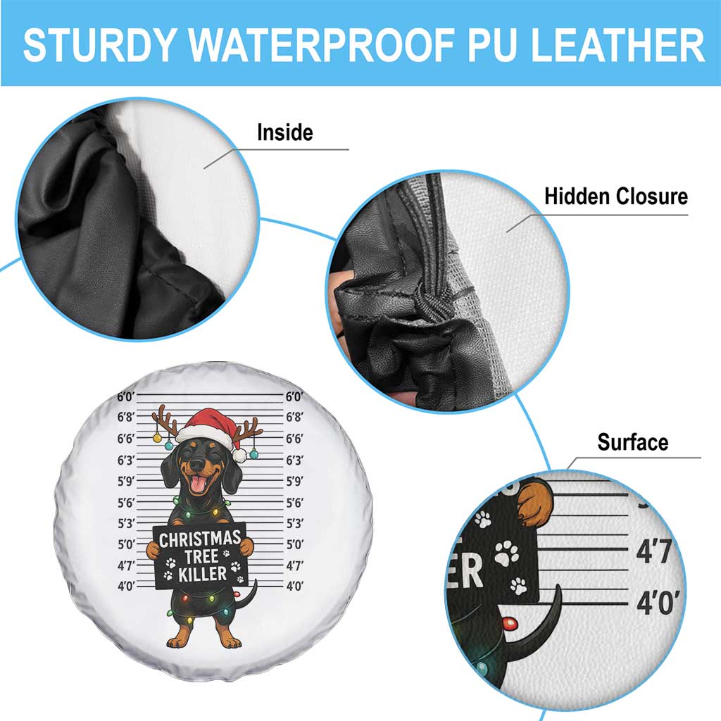Christmas Dachshund Spare Tire Cover Funny Christmas Tree Killer TS12 Print Your Wear