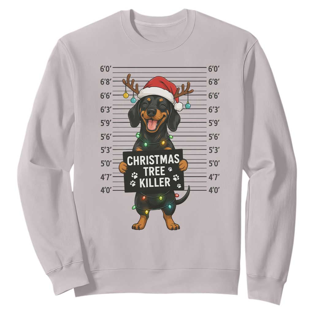 Christmas Dachshund Sweatshirt Funny Christmas Tree Killer TS12 Ice Gray Print Your Wear