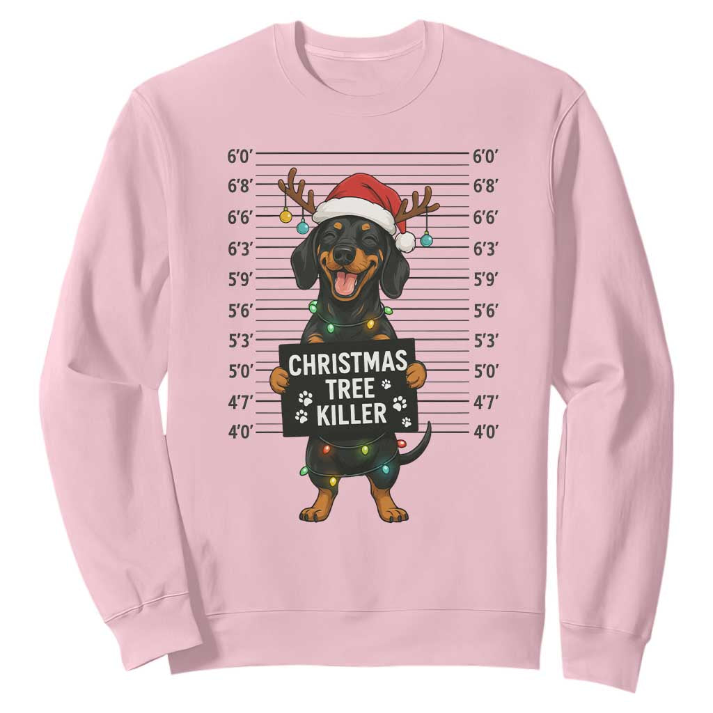 Christmas Dachshund Sweatshirt Funny Christmas Tree Killer TS12 Light Pink Print Your Wear