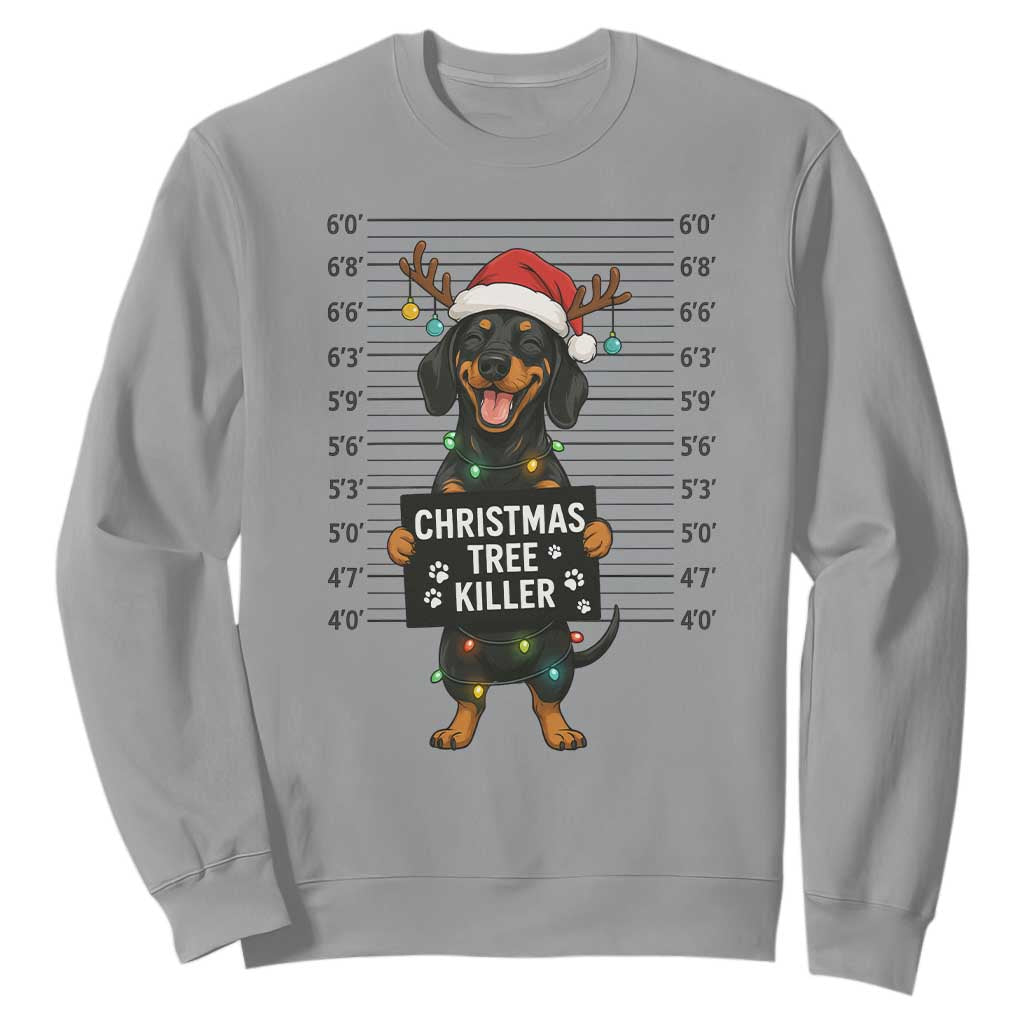 Christmas Dachshund Sweatshirt Funny Christmas Tree Killer TS12 Sport Gray Print Your Wear