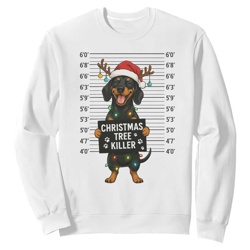 Christmas Dachshund Sweatshirt Funny Christmas Tree Killer - Print Your Wear