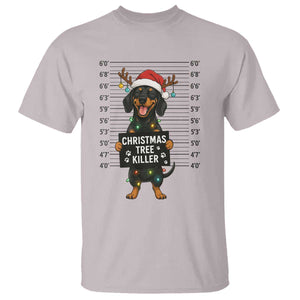 Christmas Dachshund T Shirt Funny Christmas Tree Killer TS12 Ice Gray Print Your Wear