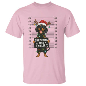 Christmas Dachshund T Shirt Funny Christmas Tree Killer TS12 Light Pink Print Your Wear