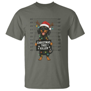 Christmas Dachshund T Shirt Funny Christmas Tree Killer TS12 Military Green Print Your Wear
