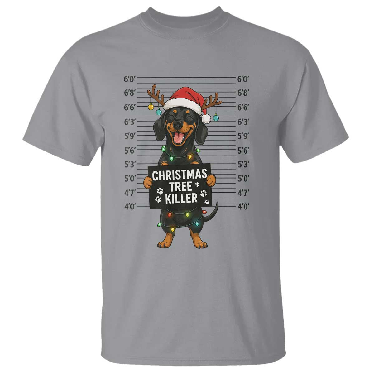 Christmas Dachshund T Shirt Funny Christmas Tree Killer TS12 Sport Gray Print Your Wear