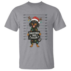 Christmas Dachshund T Shirt Funny Christmas Tree Killer TS12 Sport Gray Print Your Wear