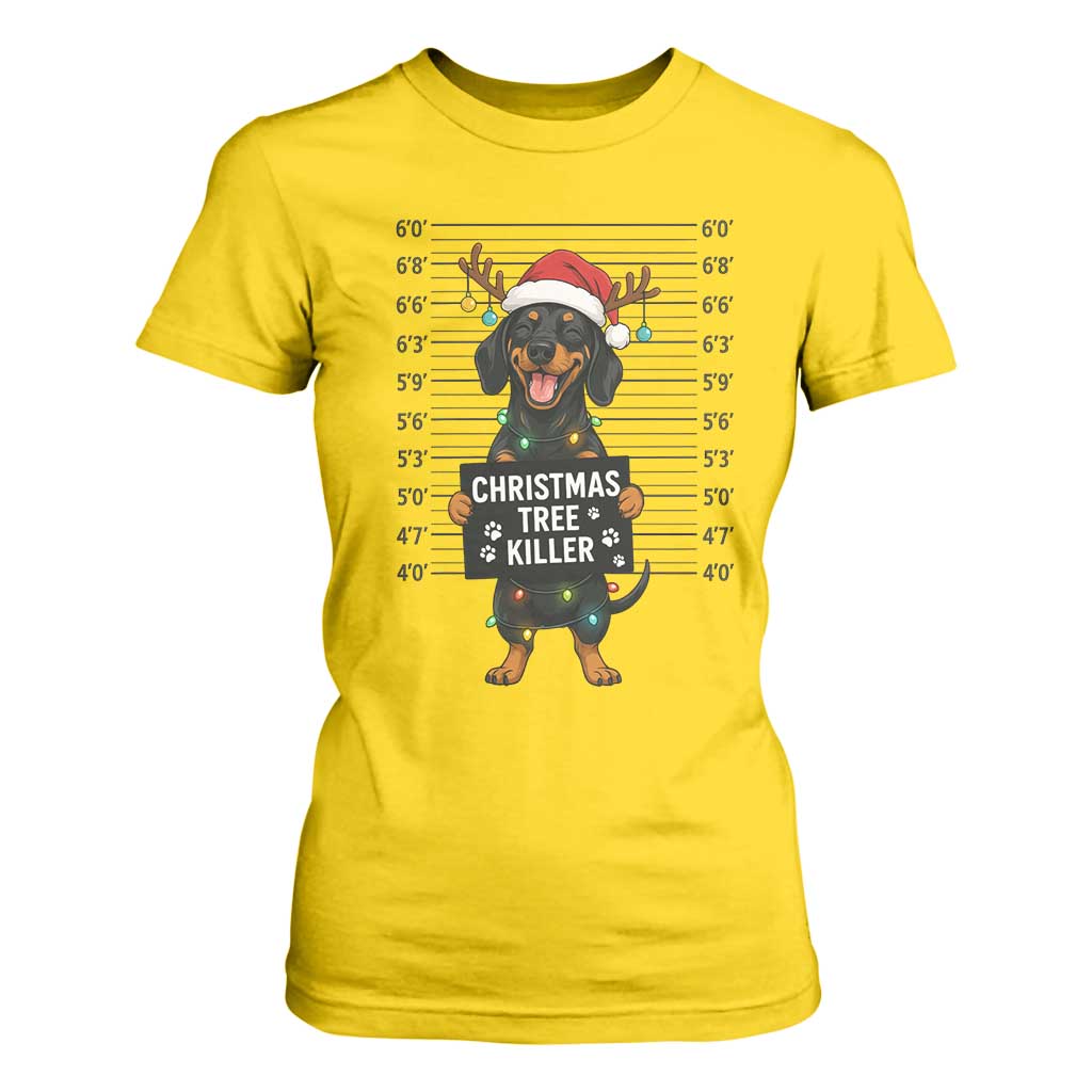 Christmas Dachshund T Shirt For Women Funny Christmas Tree Killer TS12 Daisy Print Your Wear