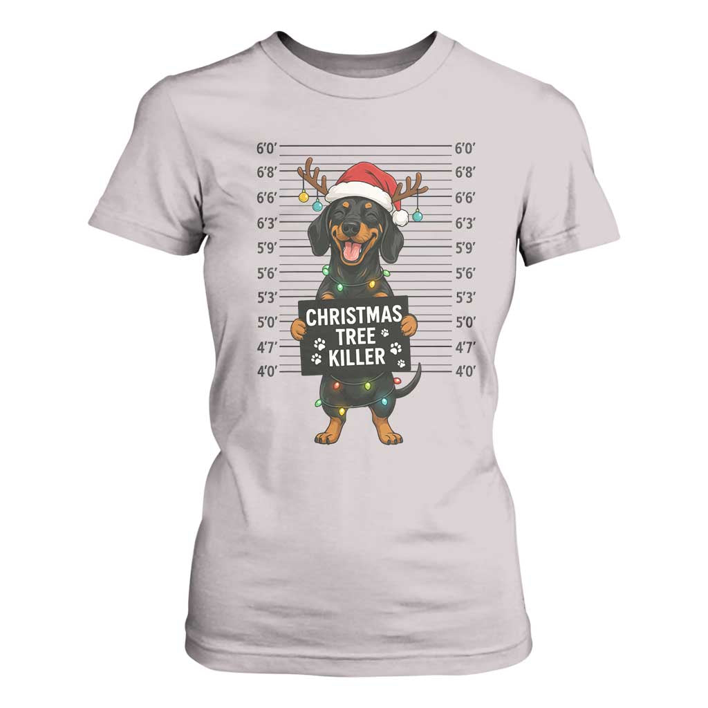 Christmas Dachshund T Shirt For Women Funny Christmas Tree Killer TS12 Ice Gray Print Your Wear