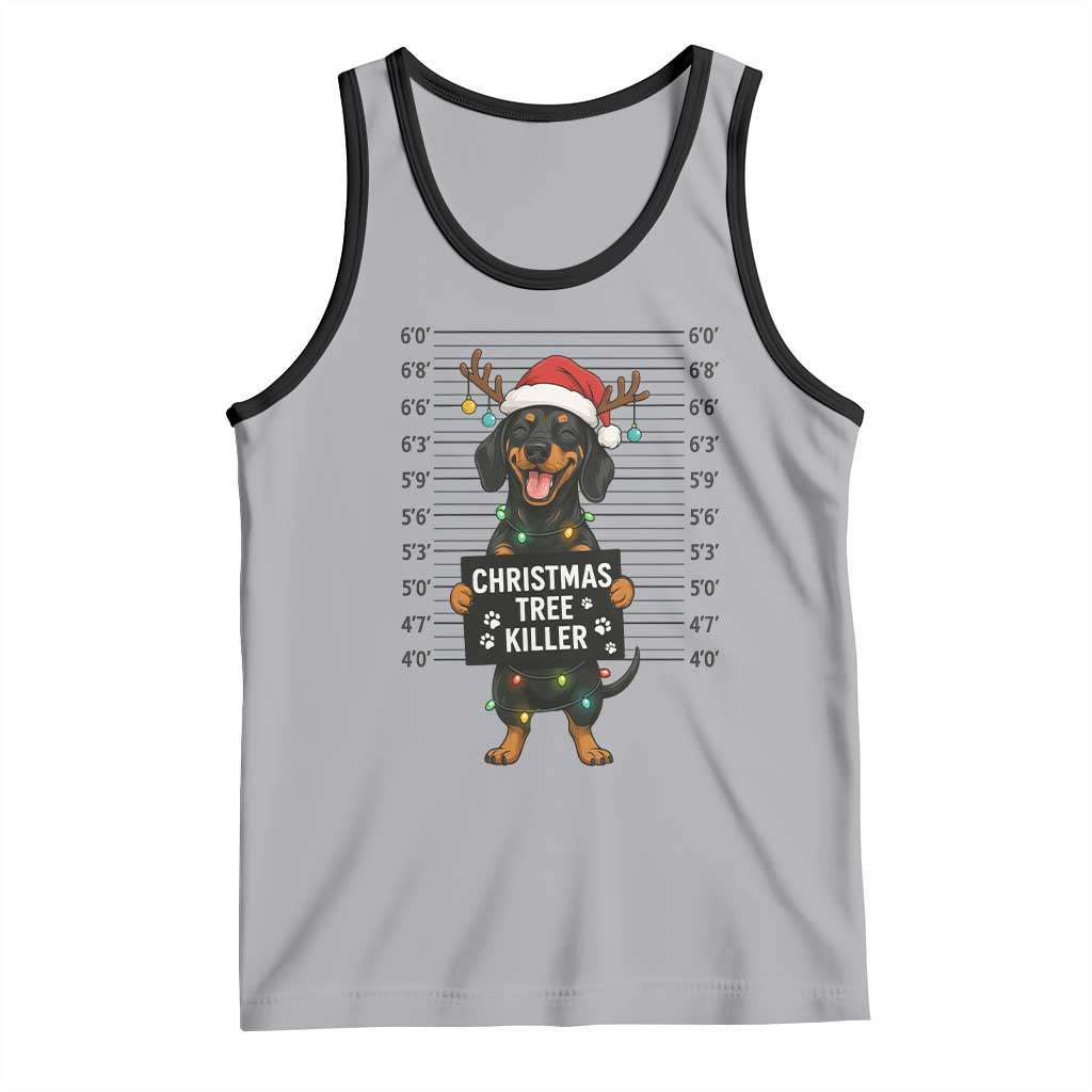 Christmas Dachshund Tank Top Funny Christmas Tree Killer TS12 Athletic Heather Black Print Your Wear