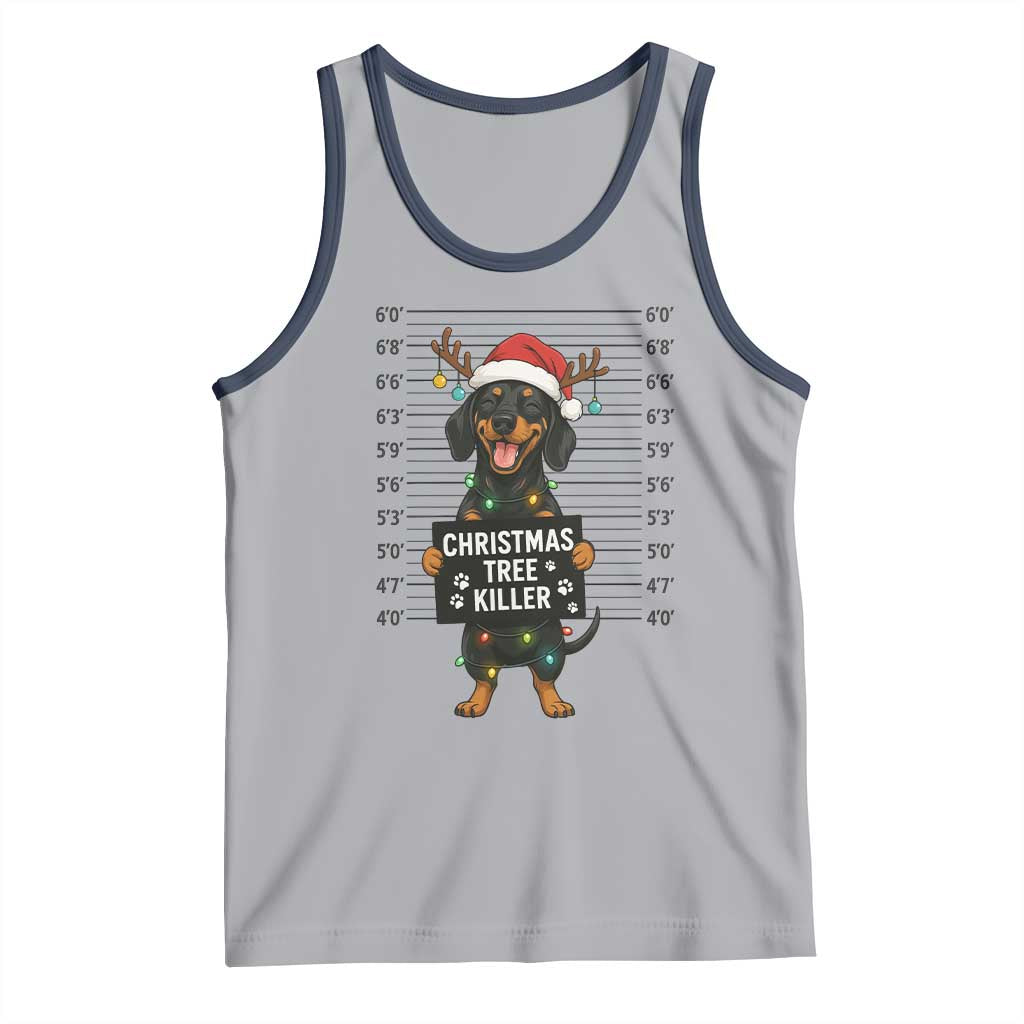 Christmas Dachshund Tank Top Funny Christmas Tree Killer TS12 Athletic Heather Navy Print Your Wear