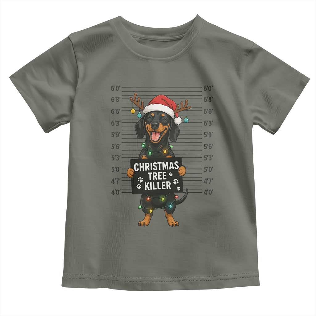 Christmas Dachshund Toddler T Shirt Funny Christmas Tree Killer TS12 Military Green Print Your Wear