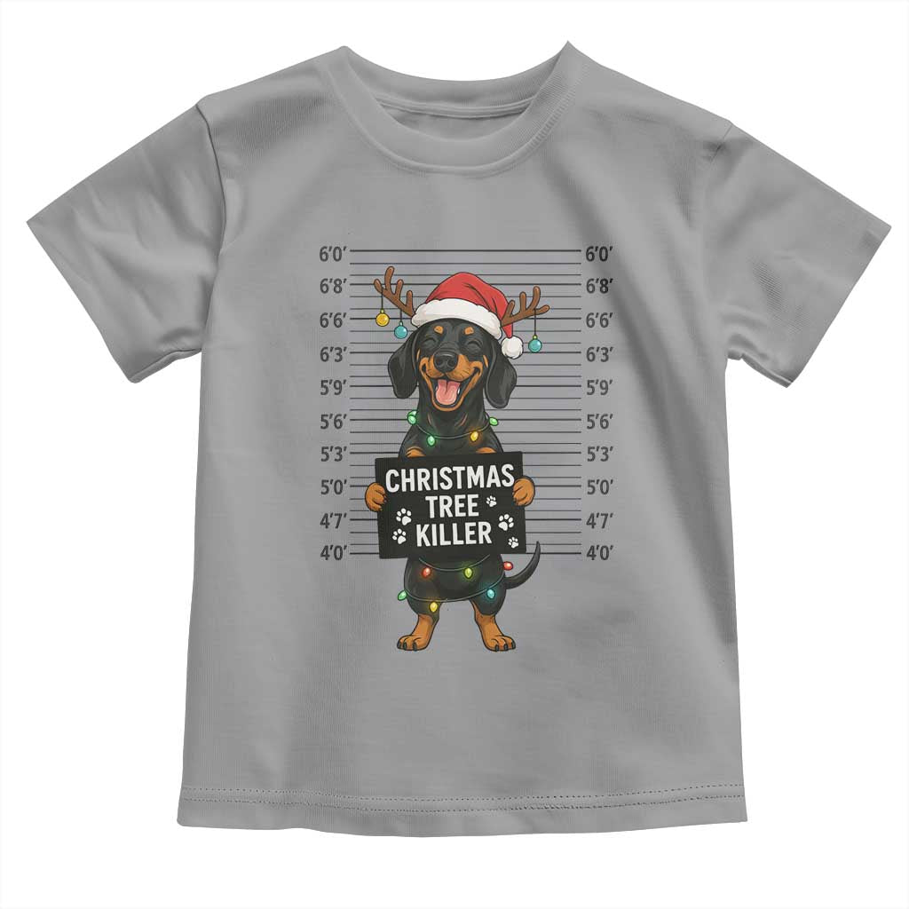 Christmas Dachshund Toddler T Shirt Funny Christmas Tree Killer TS12 Sport Gray Print Your Wear