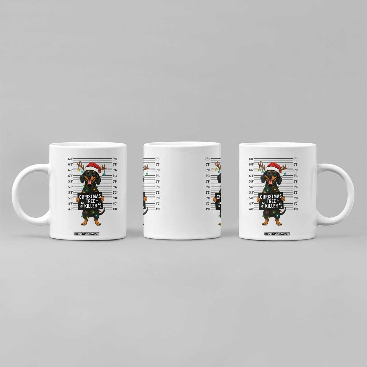 Christmas Dachshund Coffee Mug Funny Christmas Tree Killer TS12 Print Your Wear