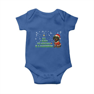 Christmas Dachshund Baby Onesie All I Want For Christmas Is A Dachshund TS12 Royal Blue Print Your Wear