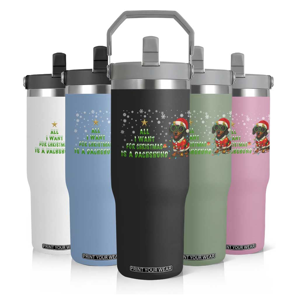 Christmas Dachshund Flip Straw Tumbler All I Want For Christmas Is A Dachshund TS12 Print Your Wear