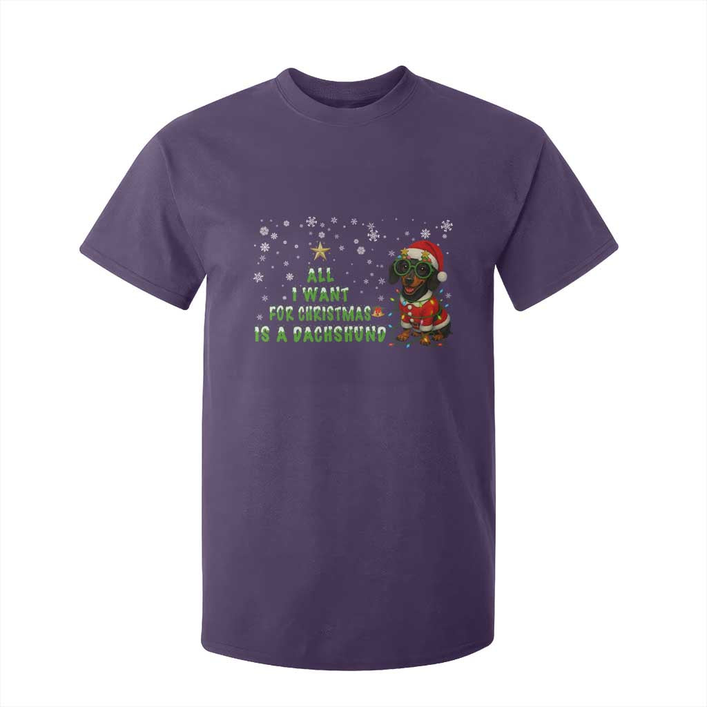 Christmas Dachshund T Shirt For Kid All I Want For Christmas Is A Dachshund TS12 Purple Print Your Wear