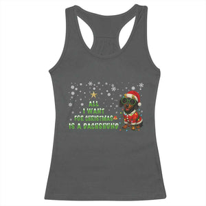 Christmas Dachshund Racerback Tank Top All I Want For Christmas Is A Dachshund TS12 Dark Heather Print Your Wear