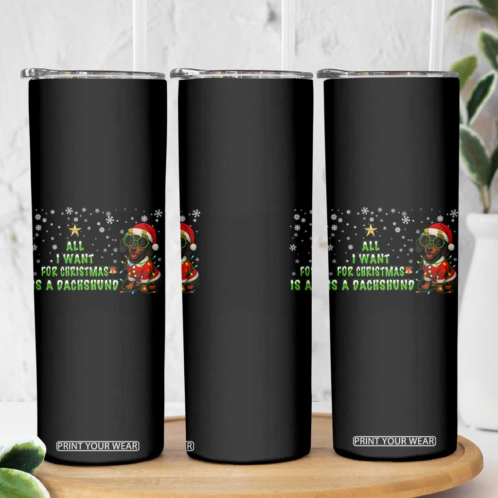 Christmas Dachshund Skinny Tumbler All I Want For Christmas Is A Dachshund TS12 Print Your Wear