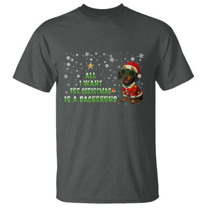 Christmas Dachshund T Shirt All I Want For Christmas Is A Dachshund TS12 Dark Heather Print Your Wear