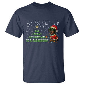 Christmas Dachshund T Shirt All I Want For Christmas Is A Dachshund TS12 Navy Print Your Wear