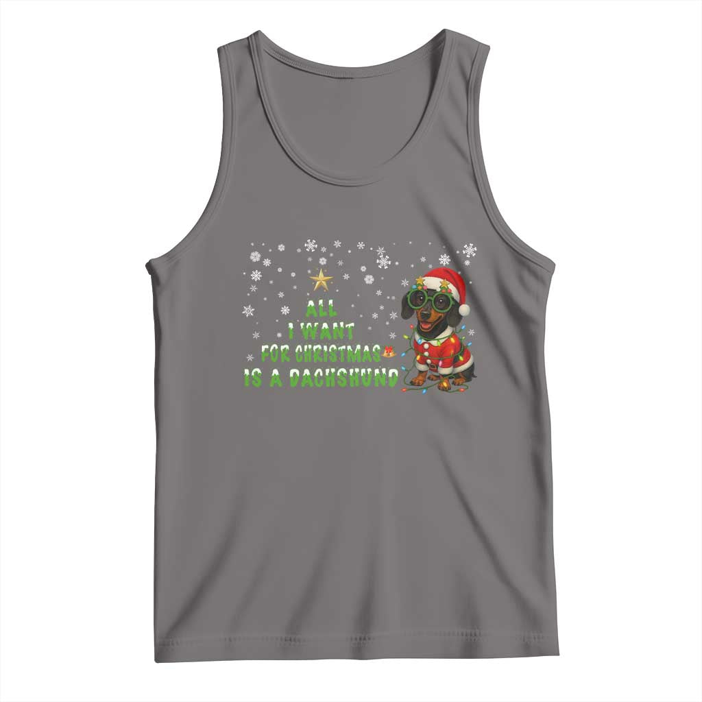 Christmas Dachshund Tank Top All I Want For Christmas Is A Dachshund TS12 Deep Heather Print Your Wear